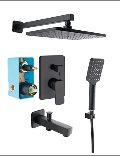 Ankastre Siyah Banyo Seti 2 Yollu | Ankastre Serisi | Sakarya Batarya Modelleri