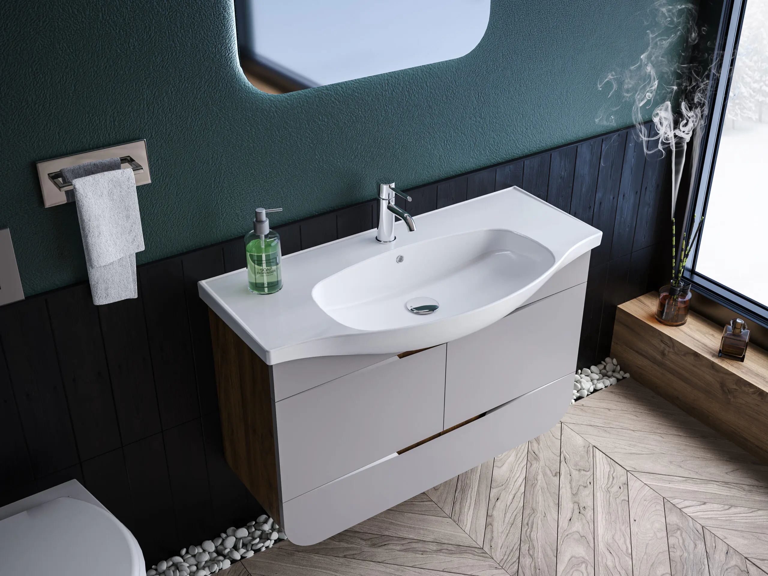 Etajerli Lavabo, Lila, 100X48 Cm | Sakarya Lavabo Modelleri | ADADUŞ