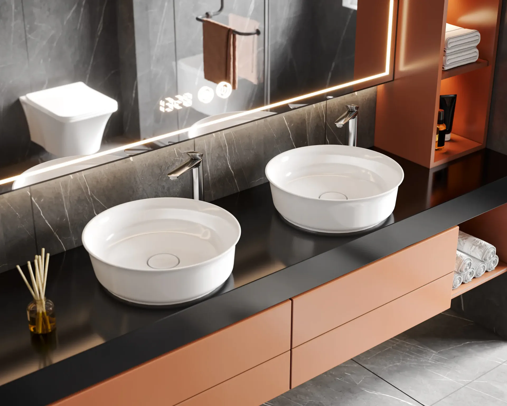 Tezgah Üstü Lavabo, One Plus, Ø46 Cm | Sakarya Lavabo Modelleri | ADADUŞ